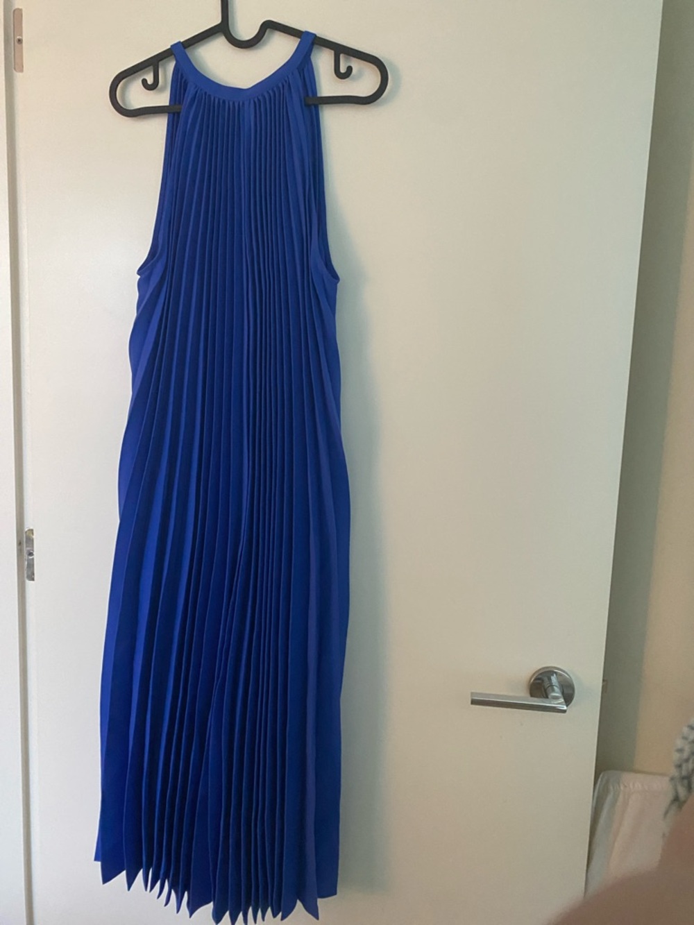COS Royal Blue Pleated High-Neck Maxi Dress